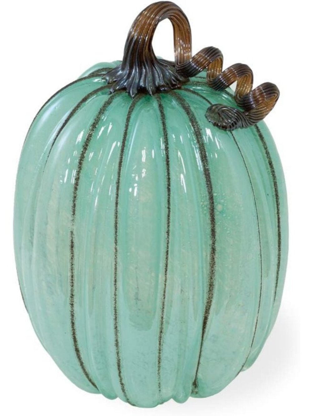 Handblown Glass Pumpkin Tabletop Décor - 7.5" x 11" - Blue Fall Accent Piece